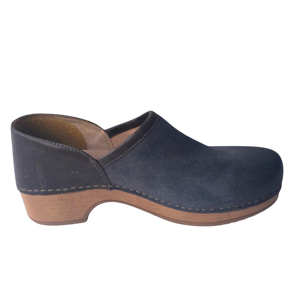 Dansko Women's Brenna Slip-On Clog Soft Black Burnished Suede Sz 36 Navy Blue - Picture 8 of 12